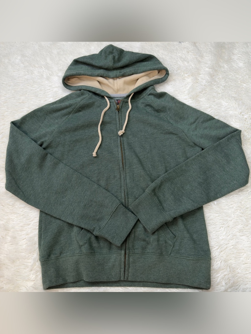 J.J. Basics Women's Green Full Zip Hoodie Thermal Lined Sweatshirt Size L NWT